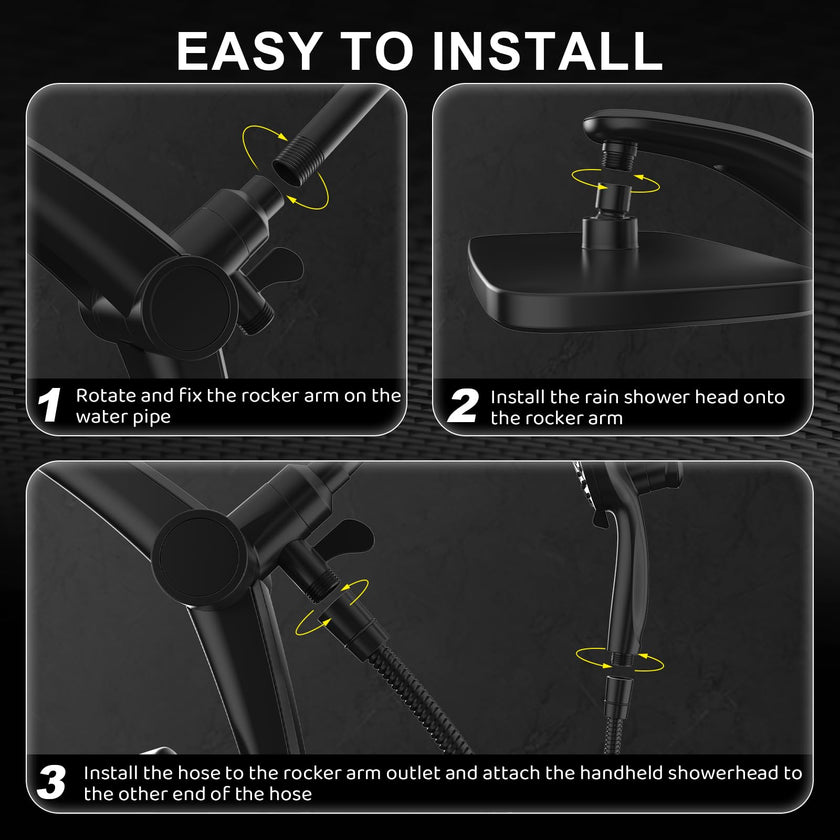 Rain Shower Head, Dual Shower Heads, Adjustable Integrated Bracket with Built-in Magnetic Base and Powerful Water Spray, with Handheld high-Pressure Spray Combination (Black). 🍁 All In One Marketplace Canada