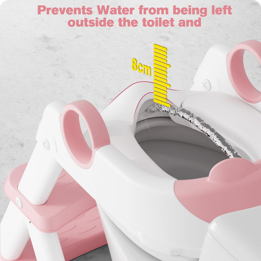 Rabb 1st Potty Training Seat, Upgrade Toddler Toilet Seat for Kids Boys Girls, 2 in 1 Potty Training Toilet for Kids, Splash Guard Anti-Slip Pad Step Stool (Pink) 🍁 All In One Marketplace Canada
