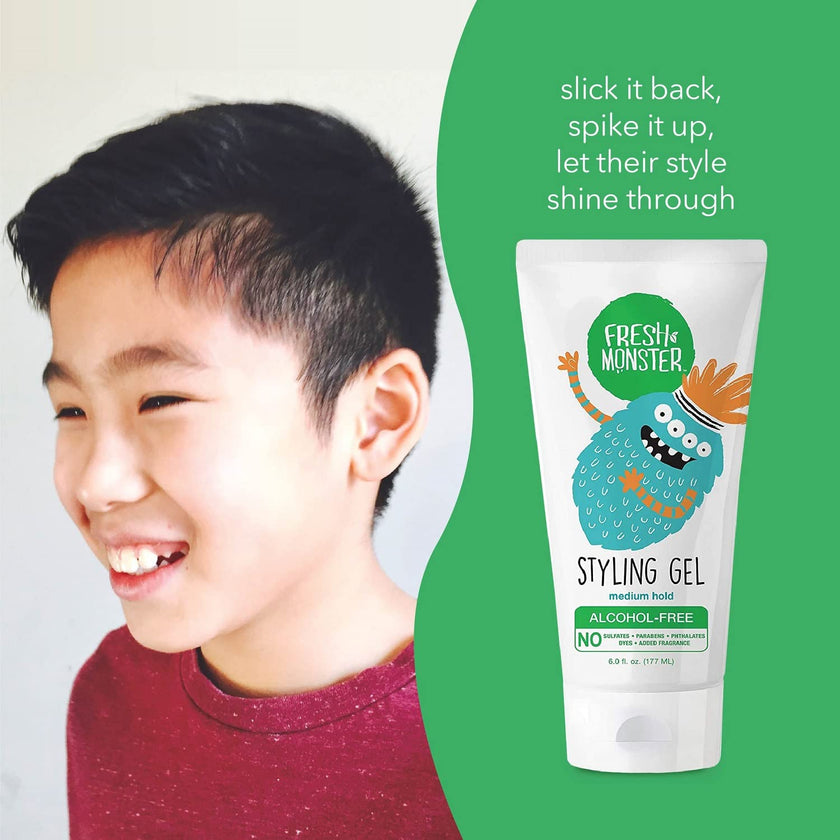 Fresh Monster Natural Hair Gel for Kids & Babies, Alcohol-Free, Toxin-Free, Flexible Medium Hold, 6.0oz 🍁 All In One Marketplace Canada