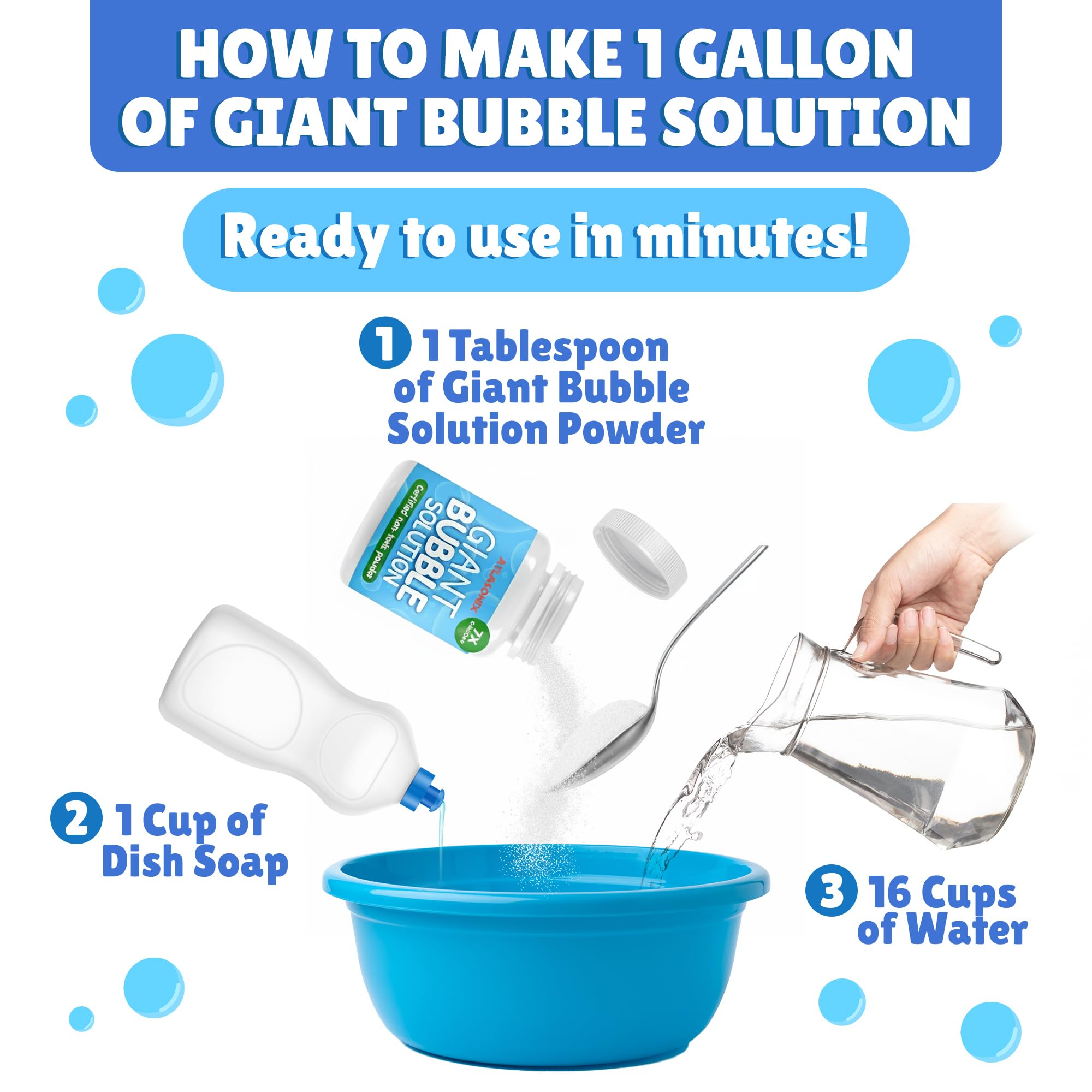 Bubbles for Kids - Giant Bubble Solution, Bubble Wands, Bubbles Powder Mix Makes 896 OZ (7 Gallons) - The Original Mix Kid Safe and Long Lasting Outdoor Toys Fun 🍁 All In One Marketplace Canada