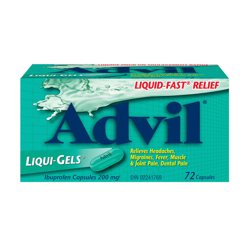Advil Regular Strength Ibuprofen Pain Relief Liquid-Gels, Fast Acting Pain Relief for Migraine, Arthritis, Back, Neck, Joint, and Muscle Relief, 200mg (72 Count) 🍁 All In One Marketplace Canada