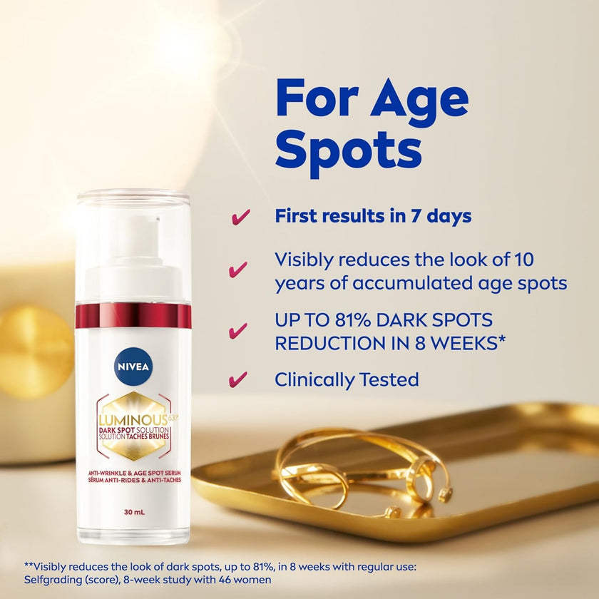NIVEA LUMINOUS630 Anti-Wrinkle & Spot Face Serum, Hyaluronic Acid, 30mL 🍁 All In One Marketplace Canada