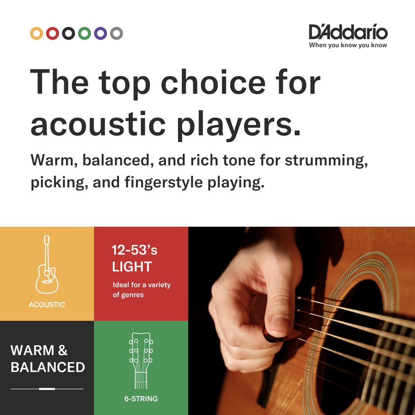 D'Addario EJ16 Phosphor Bronze Acoustic Guitars Strings 3 Pack - Light 12-53 🍁 All In One Marketplace Canada
