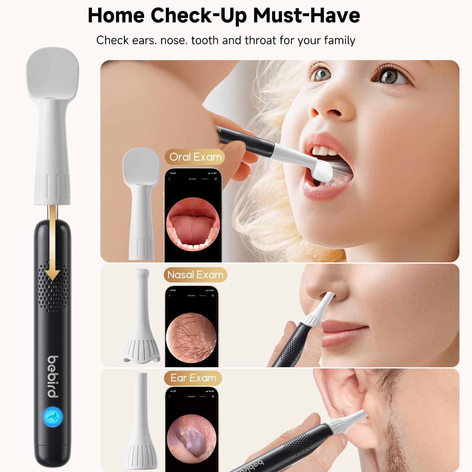 Bebird Ear Wax Removal Tools, Bebird Ear Cleaner, 1080P HD Endoscope, Wireless Earwax Removal Tools with 6 LED Lights, Compatible with iPhone & Android and Kids, Adults (Black) 🍁 All In One Marketplace Canada