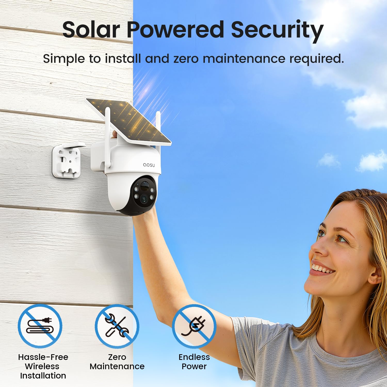 AOSU Security Cameras Outdoor Wireless, 2 Cam-Kit, No Subscription Required, Solar-Powered, Home Security Cameras System with 360° Pan & Tilt, Auto Tracking, 2K Color Night Vision, Easy Setup 🍁 All In One Marketplace Canada