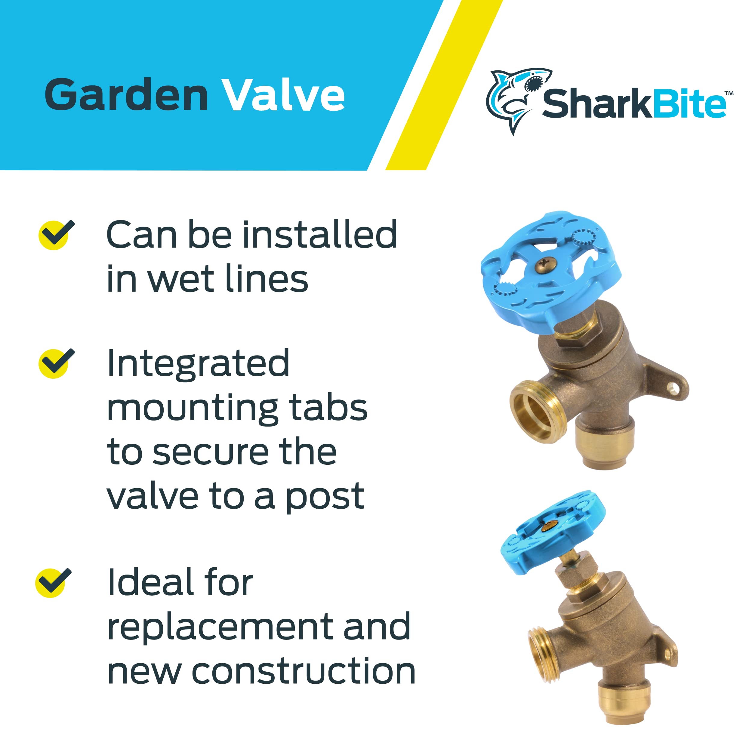 SharkBite 1/2 Inch x 3/4 Inch MHT Garden Valve, Multi Turn, Push to Connect Brass Plumbing Fitting, PEX Pipe, Copper, CPVC, PE-RT, HDPE, 24622LF 🍁 All In One Marketplace Canada
