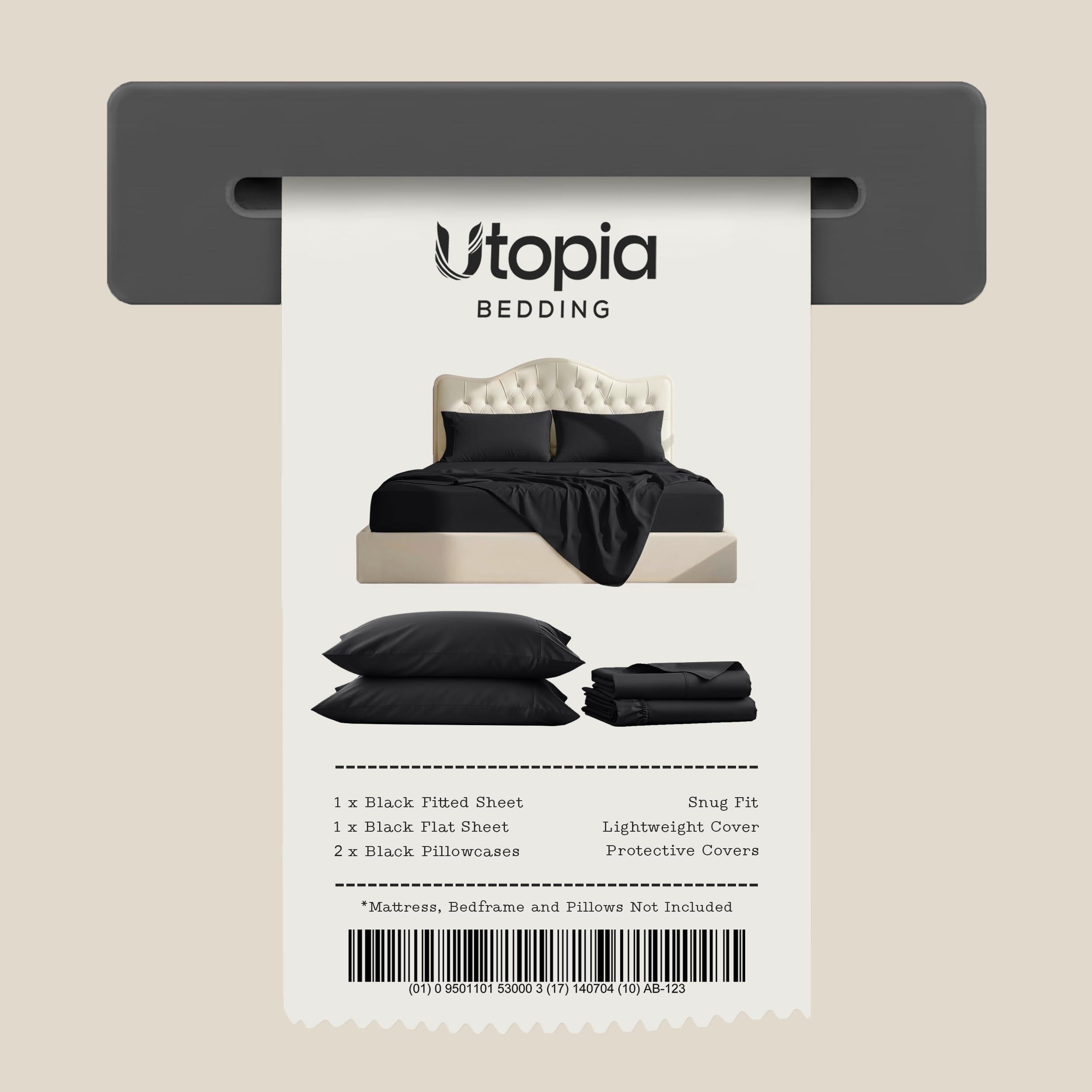 Utopia Bedding Queen Bed Sheet Set - 4 Piece Bedding - Soft Brushed Microfiber Fabric - Shrinkage & Fade Resistant - Easy Care (Black) 🍁 All In One Marketplace Canada