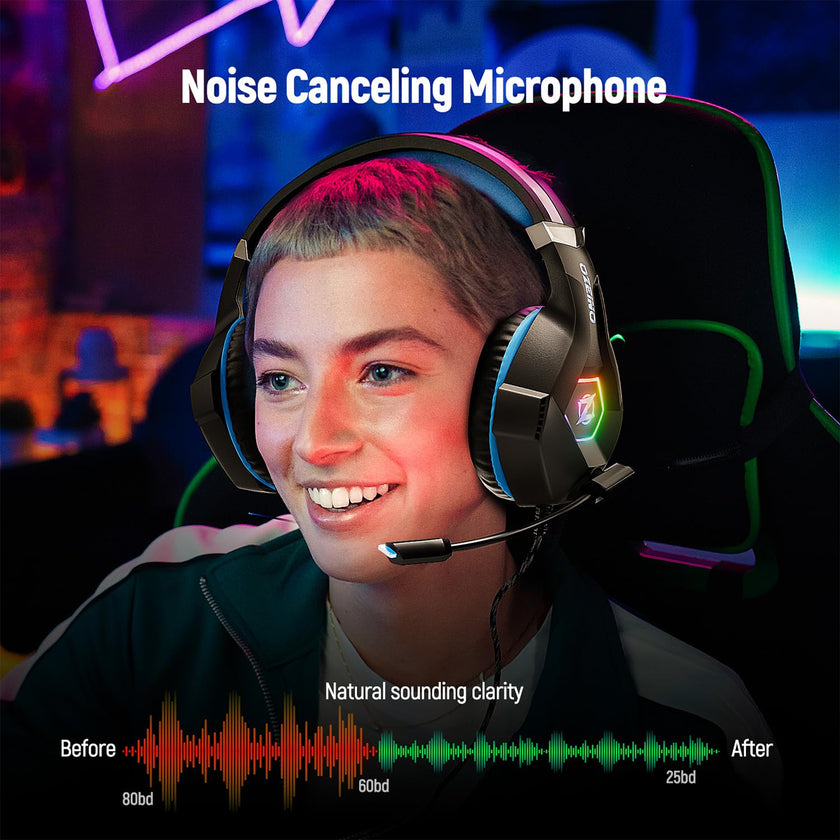 Ozeino Gaming Headset for Ps5 Ps4 PC, Over Ear Gaming Headphones with Noise Cancelling Microphone RGB Light, Deep Bass Stereo Sound Headset for Xbox Series X/S, Switch, Laptop, Mac, Phone 🍁 All In One Marketplace Canada