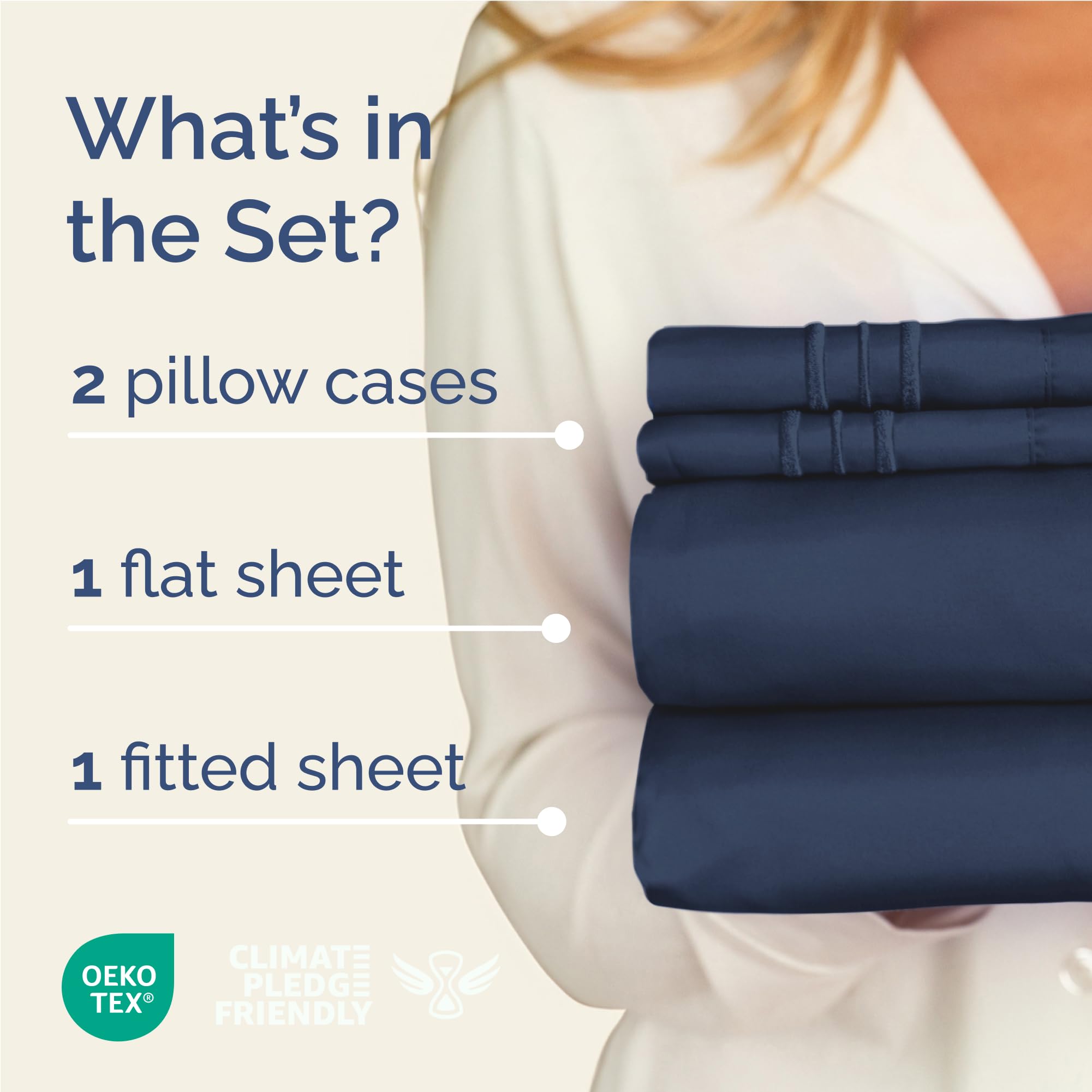 Full Size 4 Piece Sheet Set - Comfy Breathable & Cooling Sheets - Hotel Luxury Bed Sheets for Women & Men - Deep Pockets, Easy-Fit, Extra Soft & Wrinkle Free Sheets - Navy Blue Oeko-Tex Bed Sheet Set 🍁 All In One Marketplace Canada