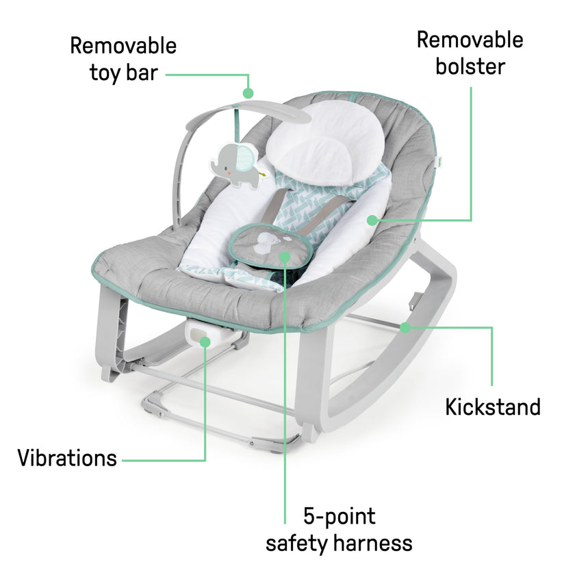 Ingenuity Keep Cozy 3-in-1 Grow with Me Vibrating Baby Bouncer, Seat & Infant to Toddler Rocker, Vibrations & Toy Bar, 0-30 Months Up to 40 lbs (Weaver) 🍁 All In One Marketplace Canada