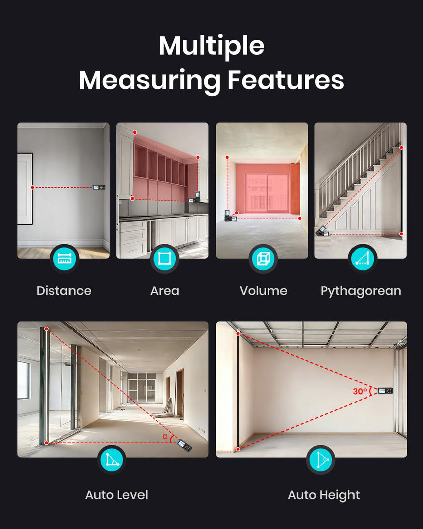 229Ft Laser Measure Device, Mileseey Digital Laser Tape Measure with Upgraded Electronic Angle Sensor, ±2mm Accuracy, Area Measurement,Volume and Pythagoras, Backlit LCD,Mute, Battery Included 🍁 All In One Marketplace Canada