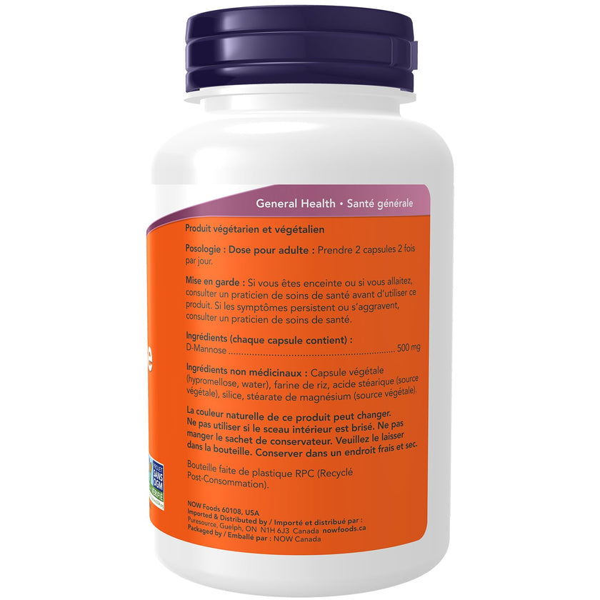 NOW D-Mannose 500mg 120vcap 120 count 🍁 All In One Marketplace Canada
