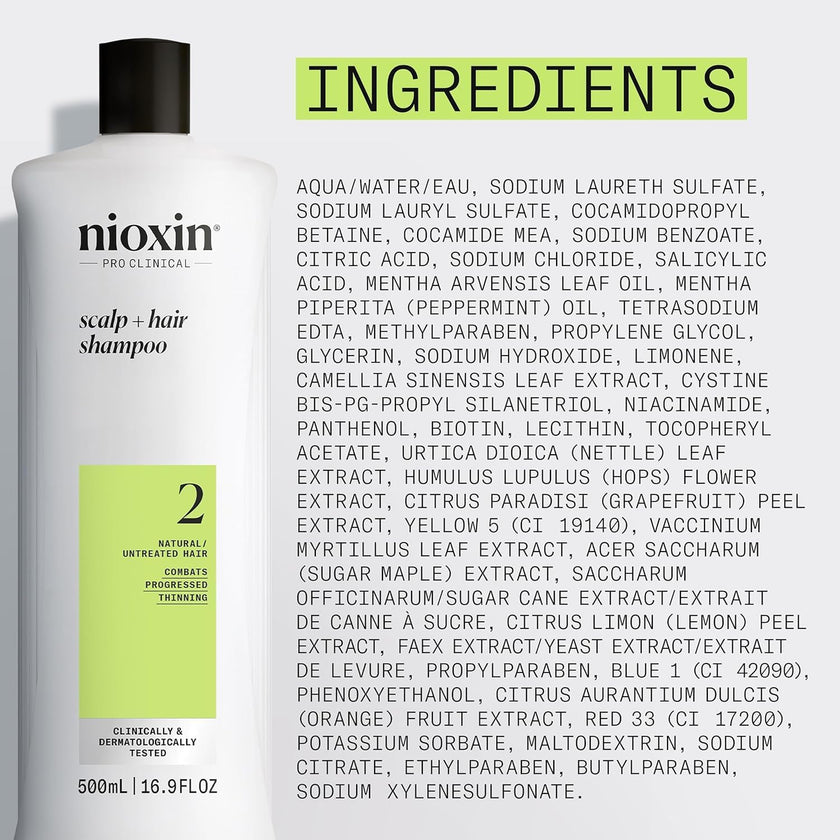 Nioxin Scalp + Hair Thickening System 2 Shampoo, For Natural Hair with Progressed Thinning, 16.9 fl oz (Packaging May Vary) 🍁 All In One Marketplace Canada