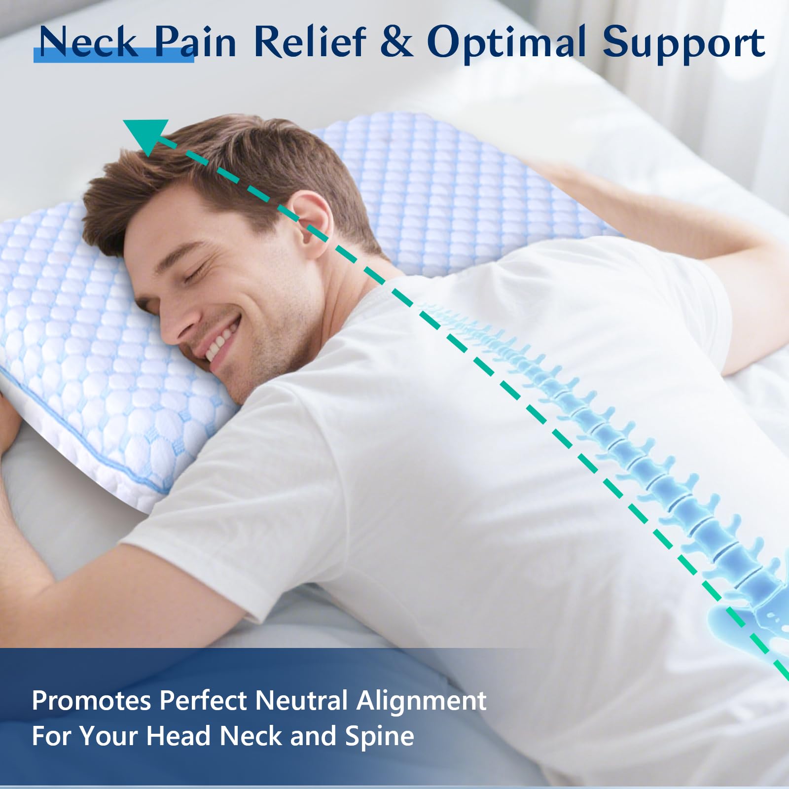 Ultra Thin Pillow for Sleeping- Cooling Gel Flat Pillow for Stomach and Back Sleepers, Slim Stomach Sleeping Pillows, Low Profile Memory Foam Pillows with Washable Cover 🍁 All In One Marketplace Canada