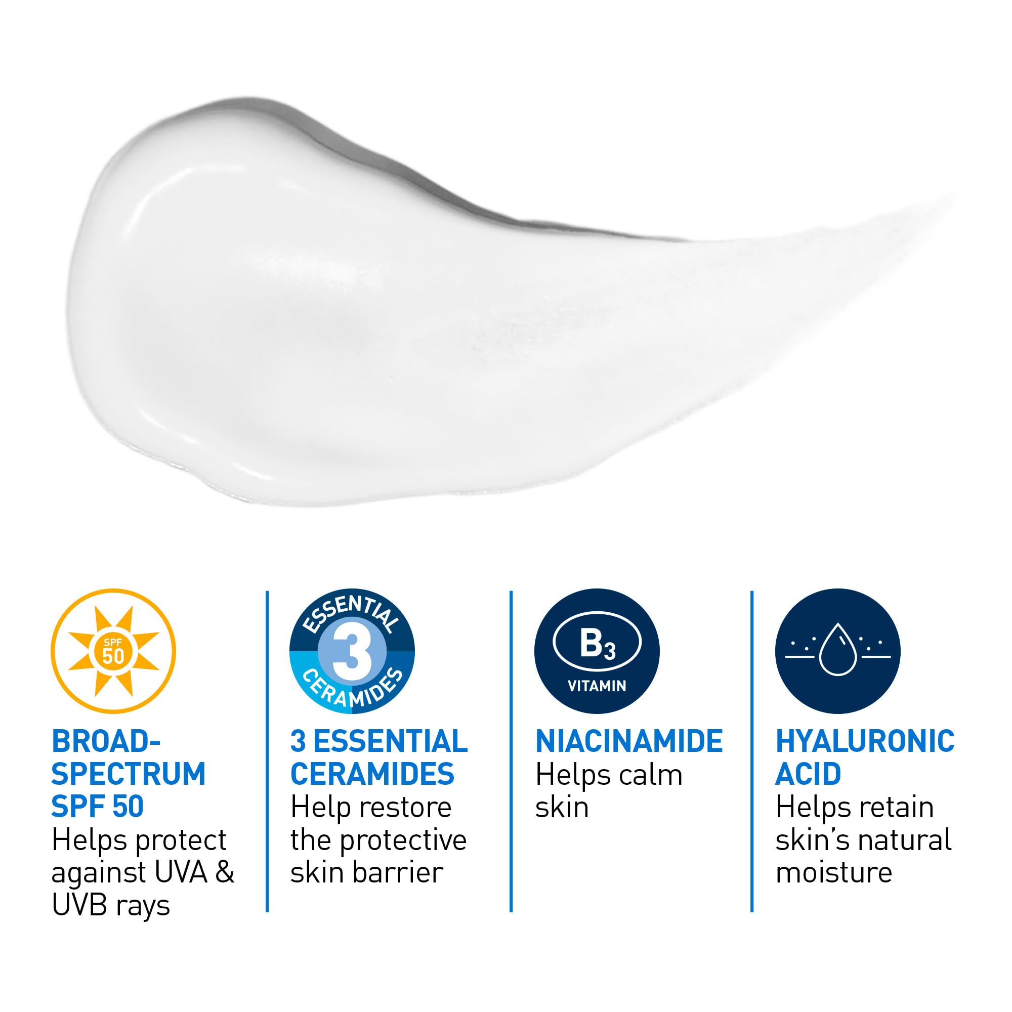 CeraVe AM Face Moisturizer SPF 50, Facial Moisturizing Lotion with Sunscreen, Hyaluronic Acid & Niacinamide, Broad Spectrum UVA+UVB Protection, No White Cast, Recommended by Dermatologists, 89mL 🍁 All In One Marketplace Canada