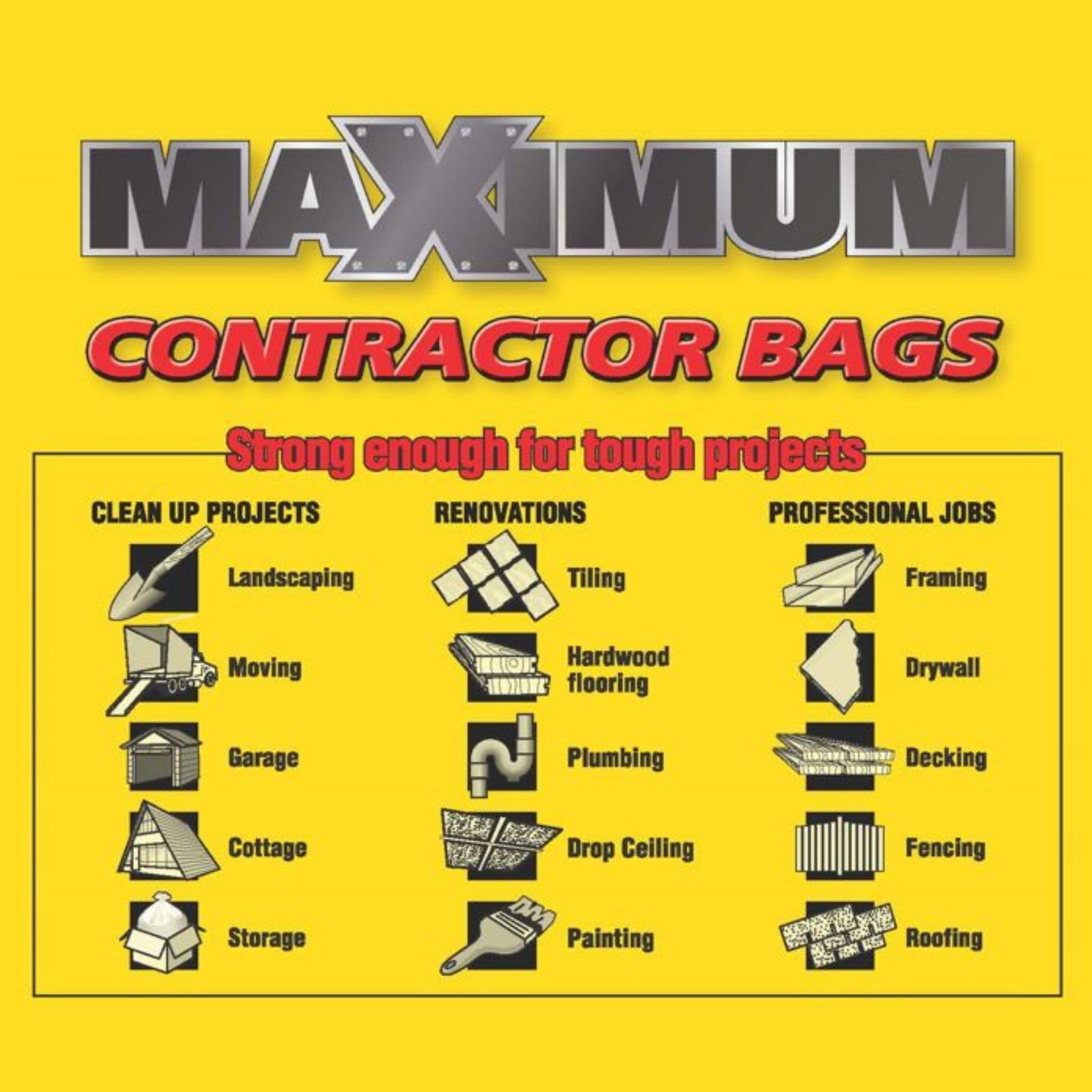 Maximum Heavy Duty Garbage Bags, 42-Gallon, 3 Mil, Clear Garbage Bags Extra Large, Tear Resistant, Industrial Strength, 32 Counts, Made In Canada 🍁 All In One Marketplace Canada