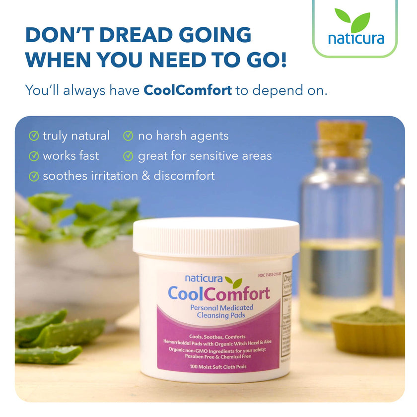 CoolComfort Personal Cleansing Pads with Organic Witch Hazel and Aloe Vera - All Natural and Fast Acting Wipes for Hemorrhoid Burning, Itching, Pain and Swelling - 100 Pads - No Parabens 🍁 All In One Marketplace Canada