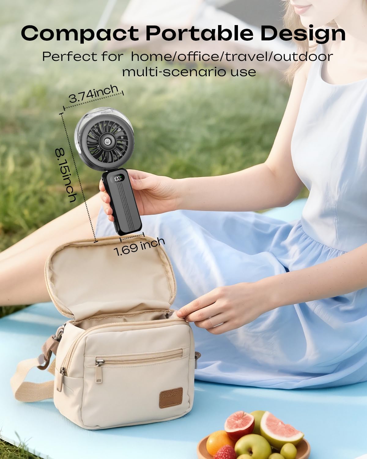 Otlonpe Handheld Misting Fan Portable, Powerful 4 High Speeds Rechargeable Small Hand Held Fan Water Mist, 4000mAh Battery Operated, Foldable, Lanyard, Personal Cooling for Travel (BLACK) 🍁 All In One Marketplace Canada