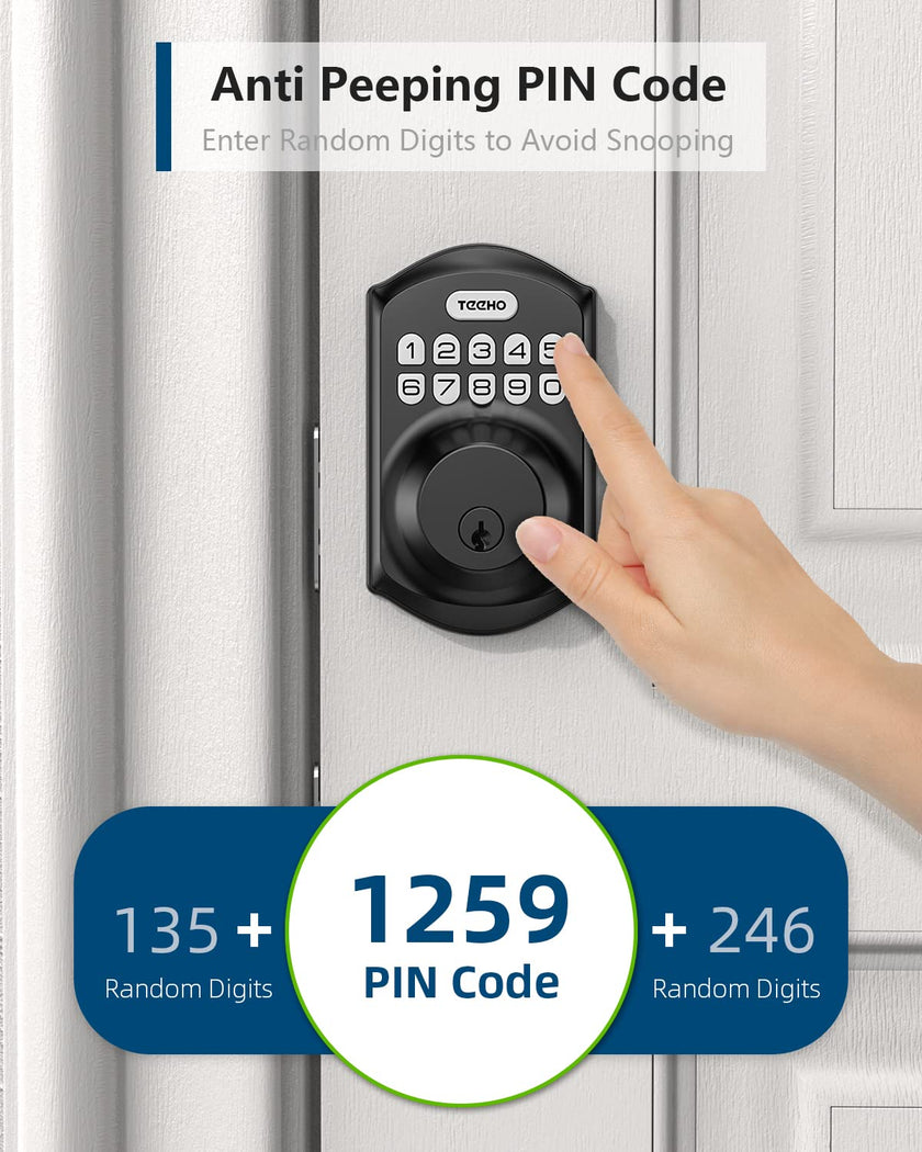 TEEHO TE001 Keyless Entry Door Lock with Keypad - Smart Deadbolt Lock for Front Door with 2 Keys - Auto Lock - Easy Installation - Matte Black 🍁 All In One Marketplace Canada