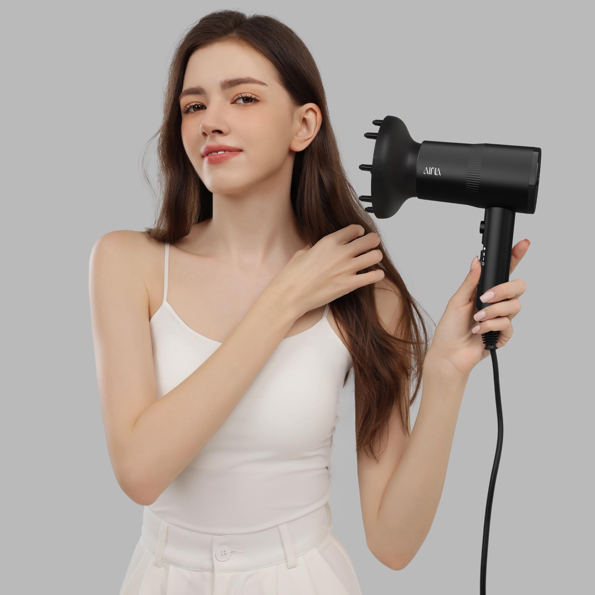 AINA Diffuser Hair Dryer Full-Featured Blow Dryer 110V/1600W(Vader Black) 🍁 All In One Marketplace Canada