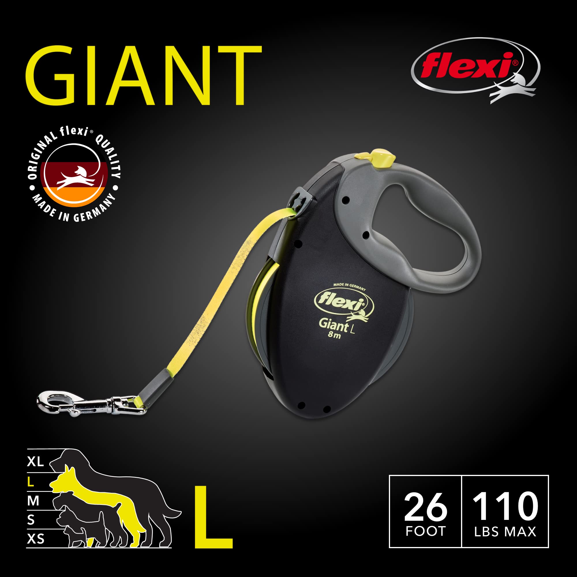 FLEXI® Giant Tape Retractable Dog Leash, Large, 26 ft - Black 🍁 All In One Marketplace Canada