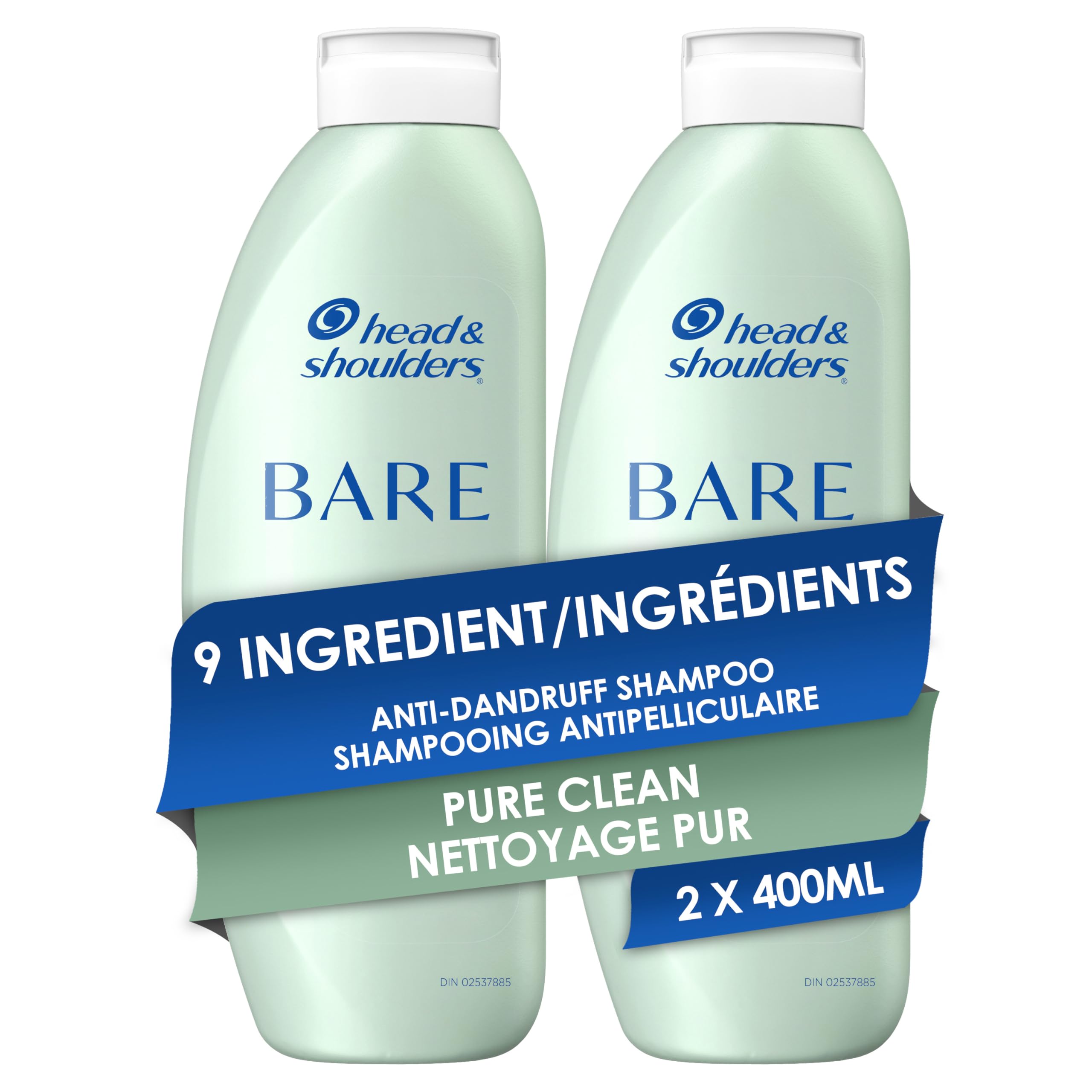 Head & Shoulders Anti-Dandruff Shampoo, Bare Pure Clean, 1% Pyrithione Zinc, Oily Scalp Relief, Free of Sulfates, Silicones, Dyes, Dermatologically Accredited by Skin Health Alliance (2x 400mL) 🍁 All In One Marketplace Canada