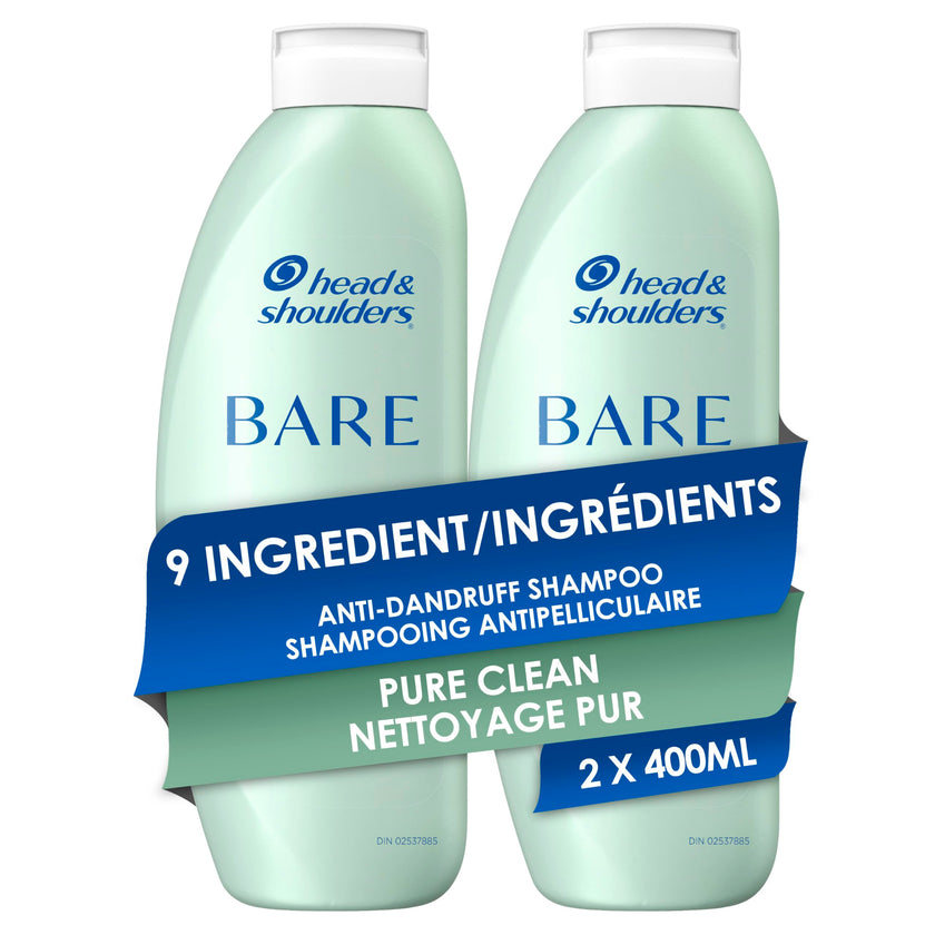 Head & Shoulders Anti-Dandruff Shampoo, Bare Pure Clean, 1% Pyrithione Zinc, Oily Scalp Relief, Free of Sulfates, Silicones, Dyes, Dermatologically Accredited by Skin Health Alliance (2x 400mL) 🍁 All In One Marketplace Canada
