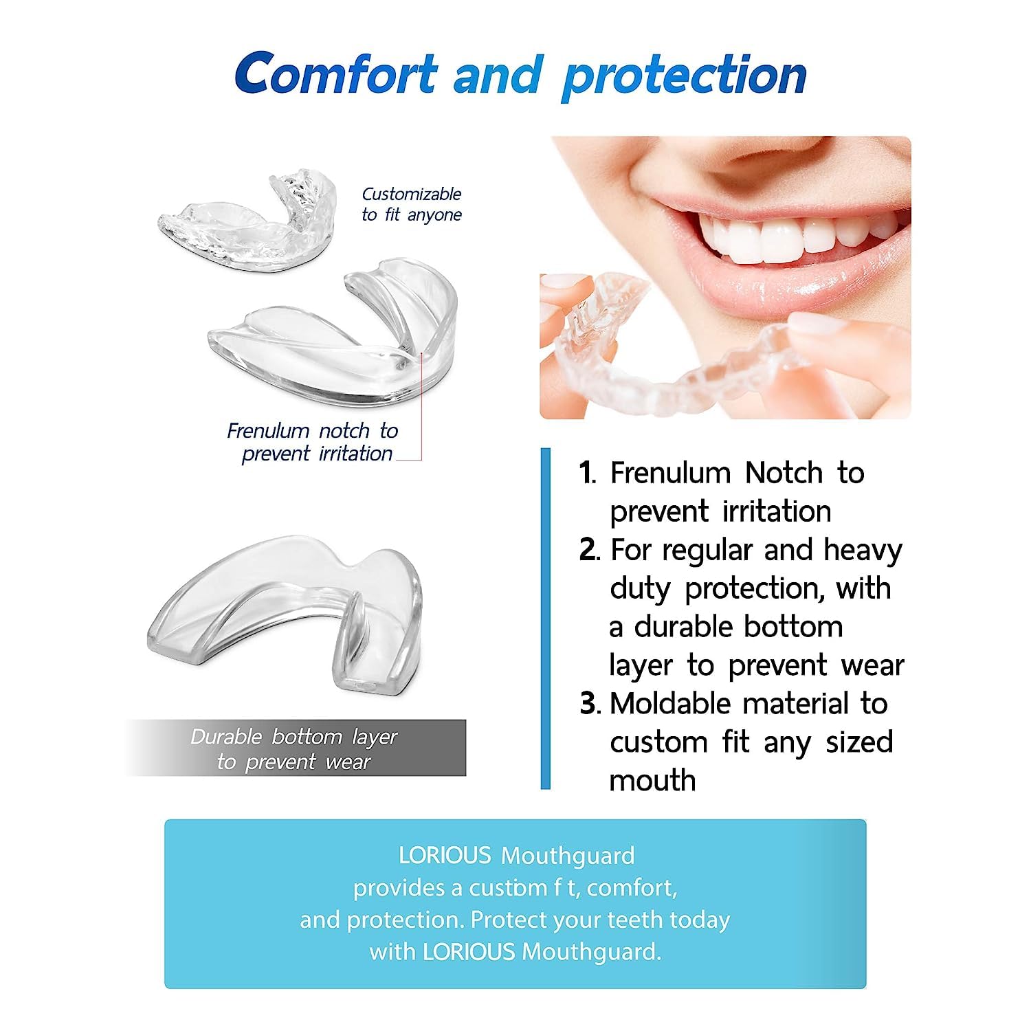 6 Pcs Moldable Mouth Guard for Teeth Grinding & Clenching, Professional Custom Fit Boil and Bite Night Guards for Sleep, 3mm Trimmable Dental Protector for Men Women and Teens 🍁 All In One Marketplace Canada