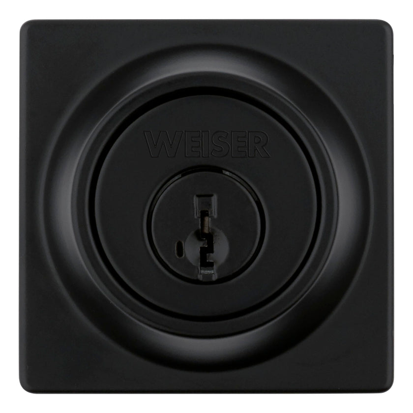 Weiser Elements Matte Black Square Deadbolt Lock, ANSI/BHMA Grade 3 Certified Front Door Lock, Kick Proof, Bump Proof & Anti-theft Exterior Door Lock with Key, Traditional Door Locks for Entry Door 🍁 All In One Marketplace Canada