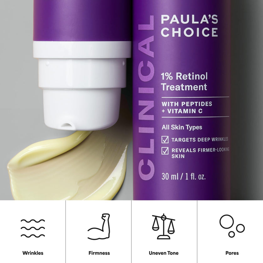 Paula's Choice CLINICAL 1% Retinol Treatment Cream with Peptides, Vitamin C & Licorice Extract, Anti-Aging Treatment for Wrinkles & Loss of Firmness, Fragrance-Free, 30 mL 🍁 All In One Marketplace Canada