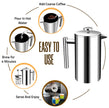 KICHLY 34 OZ French Press, Stainless Steel Double Walled Insulated Coffee Press with Refined Filters, Espresso and Tea Maker - Silver 🍁 All In One Marketplace Canada