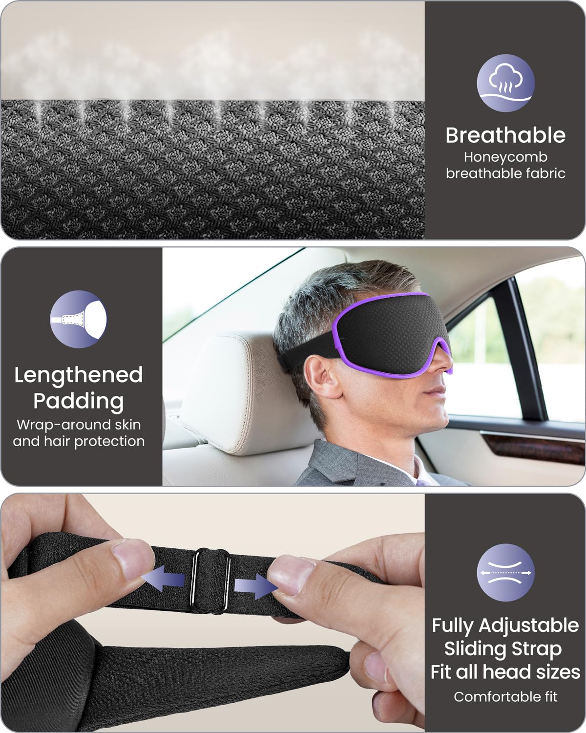 WAOAW Sleep Mask for Men Women: Blackout Eye Masks for Sleep - 3D Breathable Soft Comfortable Eye Mask for Travel - Adjustable Light Blocking Night Masks for Sleeping 🍁 All In One Marketplace Canada