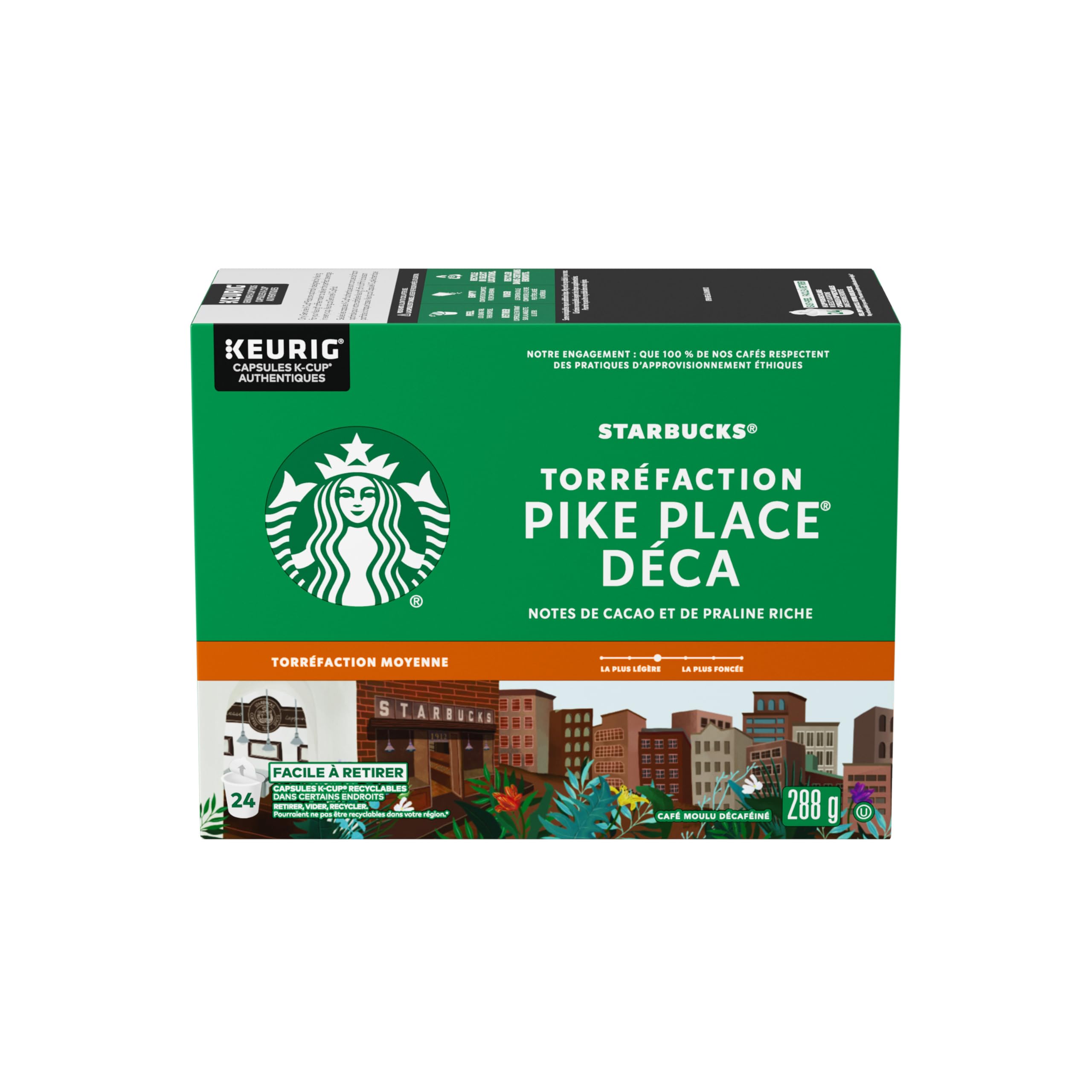 STARBUCKS Pike Place Decaf Roast Medium Roast Ground Coffee K-Cup Pods Box, 288 g 🍁 All In One Marketplace Canada
