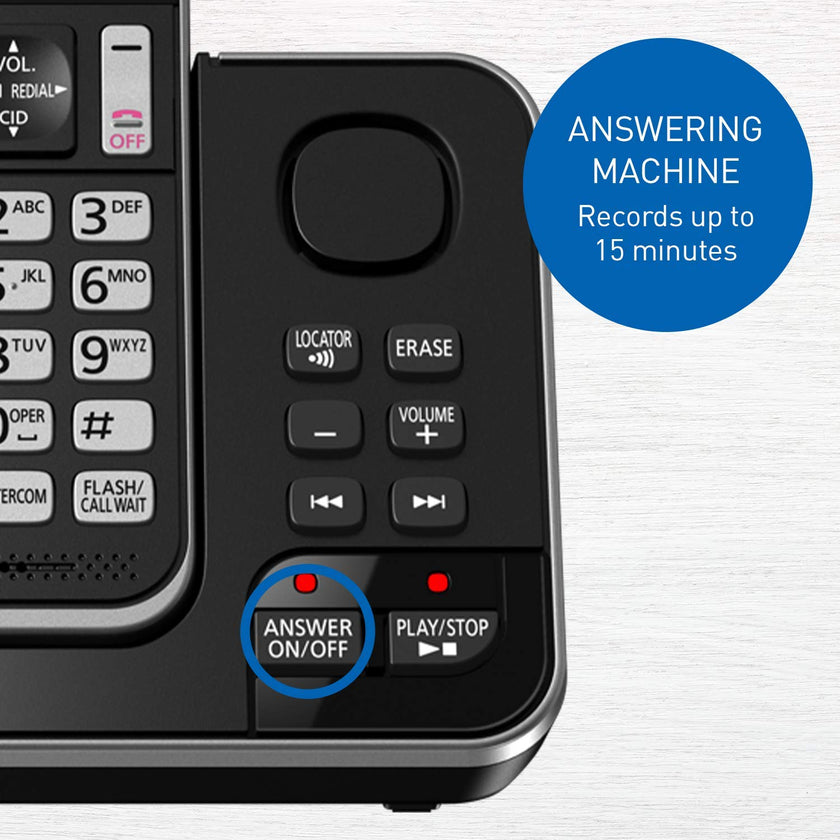 Panasonic DECT 6.0 Expandable Cordless Phone with Answering Machine and Call Block - 2 Cordless Handsets - KX-TGD392CB (Black) 🍁 All In One Marketplace Canada