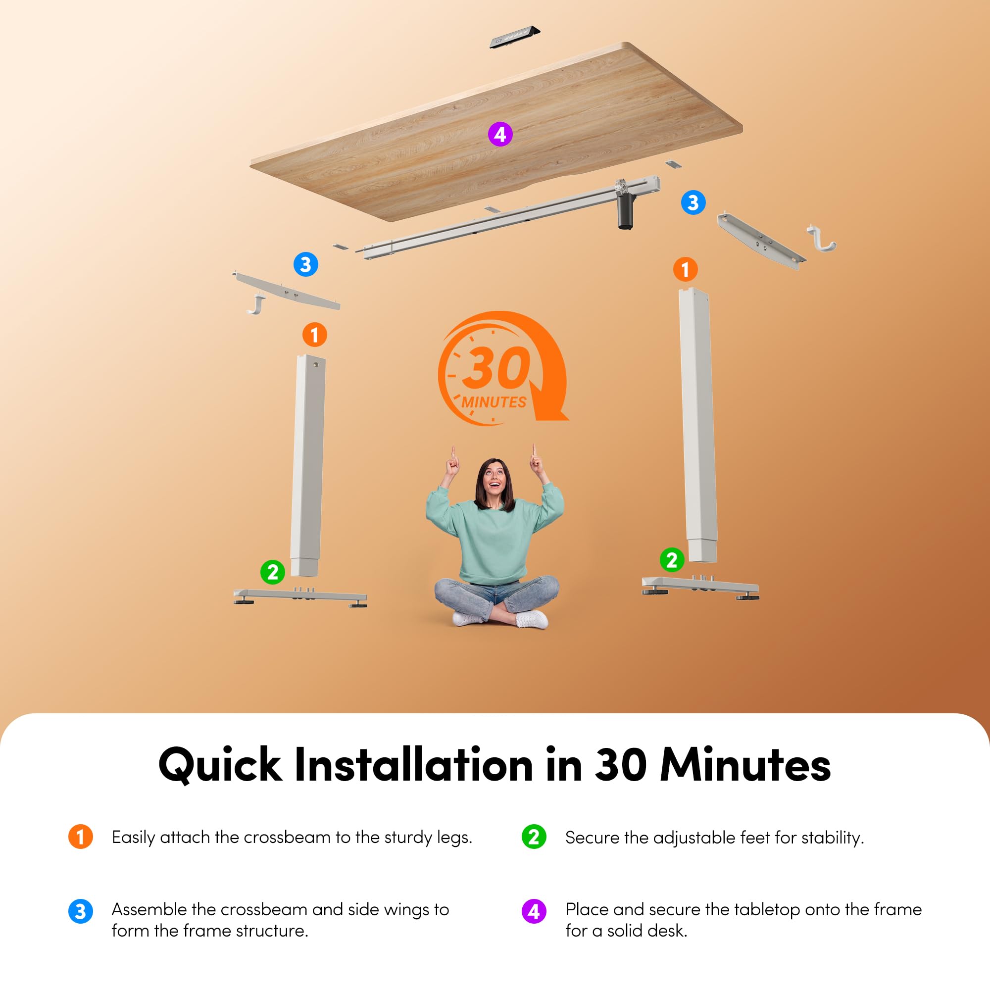 FEZIBO Standing Desk 47 x 24 Inch, Height Adjustable Desk with Memory Buttons, Electric Sit Stand Desk with 7th Gen Lift System, Home Office Table with Splice Board (Maple) 🍁 All In One Marketplace Canada