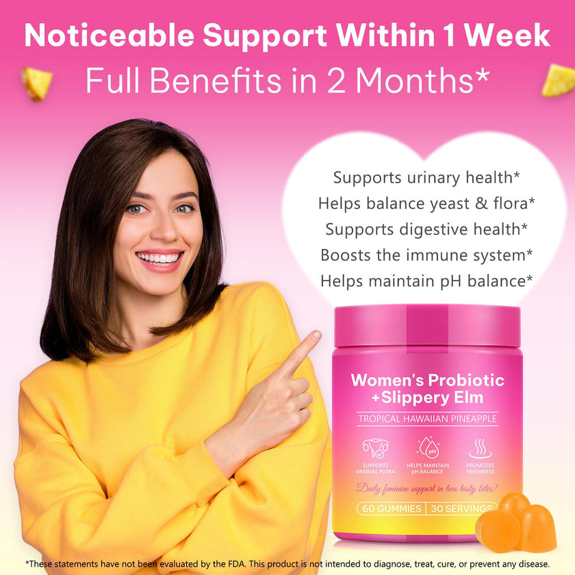 Probiotics Gummies for Women Wellness, Pineapple Flavor, 60 Gummies (1 Pack) 🍁 All In One Marketplace Canada