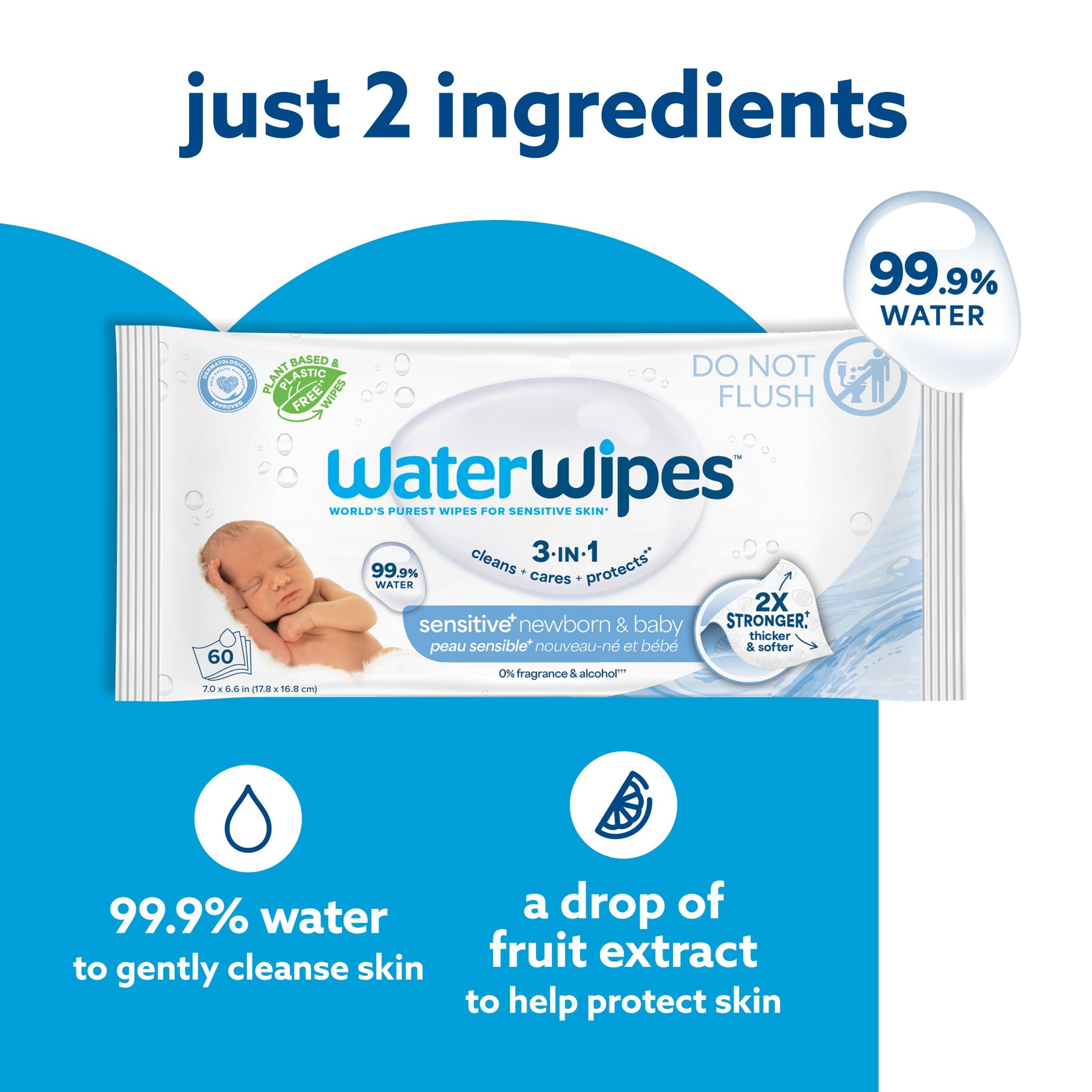 WaterWipes Plastic-Free Original Baby Wipes, 99.9% Water Based Wipes, Unscented & Hypoallergenic for Sensitive Skin, 1080 Count (18 packs) 🍁 All In One Marketplace Canada