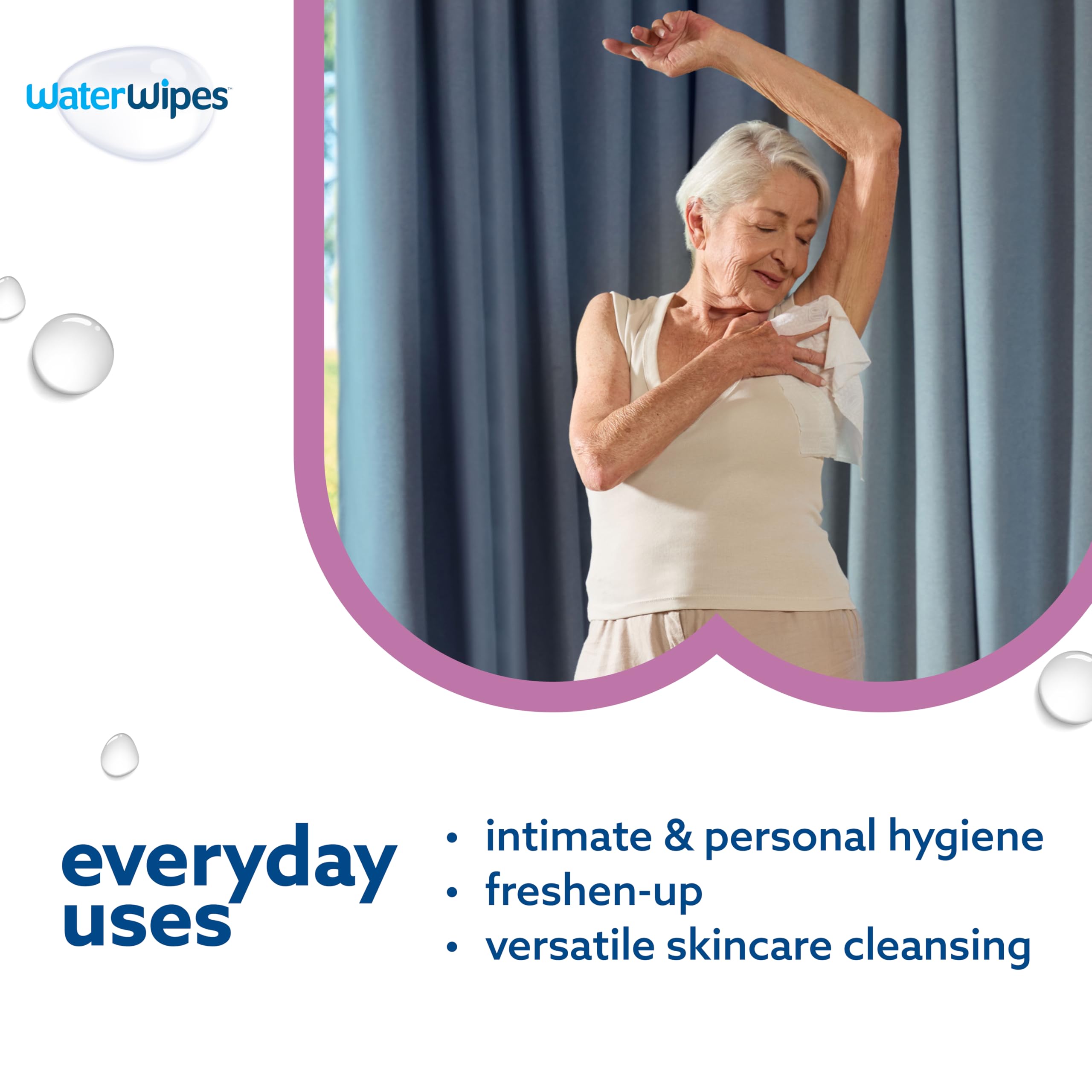 WaterWipes Sensitive+ Body & Intimate Wipes, 3-In-1 Cleans, Cares, Protects, 99.9% Water, Unscented & Hypoallergenic Hygiene Wet Wipes, Adult Care, 90 Wipes (3 Packs) 🍁 All In One Marketplace Canada