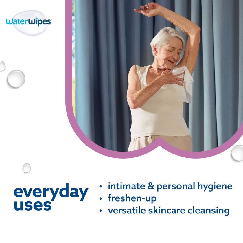WaterWipes Sensitive+ Body & Intimate Wipes, 3-In-1 Cleans, Cares, Protects, 99.9% Water, Unscented & Hypoallergenic Hygiene Wet Wipes, Adult Care, 90 Wipes (3 Packs) 🍁 All In One Marketplace Canada