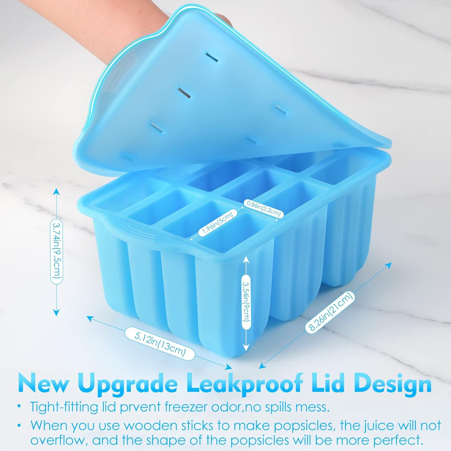 POLCANUR Popsicle Molds Silicone BPA-Free,12 Pieces Popsicle Trays for Freezer,Homemade Ice Cream Popsicle Molds,Large Ice Pop Maker Set,Reusable Ice Lolly Mould with 50PCS Popsicle Sticks 🍁 All In One Marketplace Canada