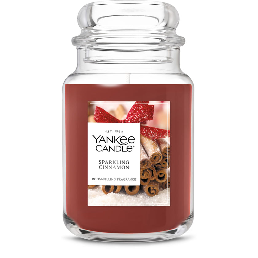 Yankee Candle Large Jar Scented Candle with up to 150 Hour Burn Time, Premium Plant Wax Blend for Cleaner Consistent Burn and Room Filling Fragrance, 22 oz, Sparkling Cinnamon 🍁 All In One Marketplace Canada
