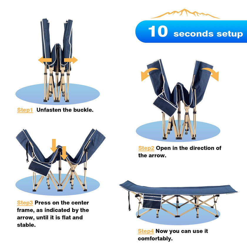 Overmont Camping Cot with Cushion - 28” Extra Wide Folding Cots for Adults Load 550 LBS with Carry Bag - Double Layer 2400D Oxford Sleeping Bed for Outdoor Travel Home Office Nap 🍁 All In One Marketplace Canada