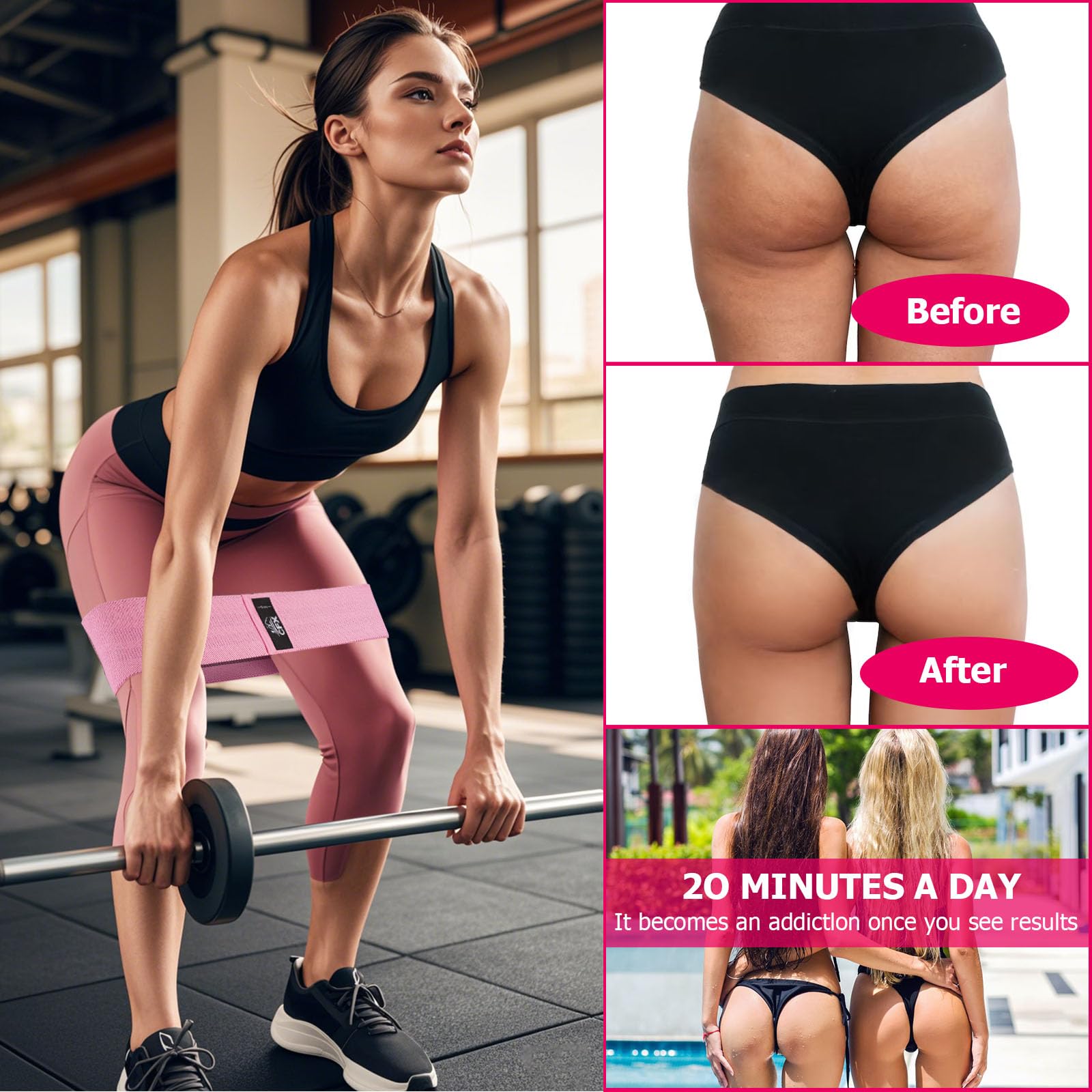 CFX Resistance Bands 3 Sets, Premium Exercise Loops with Non-Slip Design for Hips & Glutes, 3 Resistance Level Workout Booty Bands for Women and Men 🍁 All In One Marketplace Canada