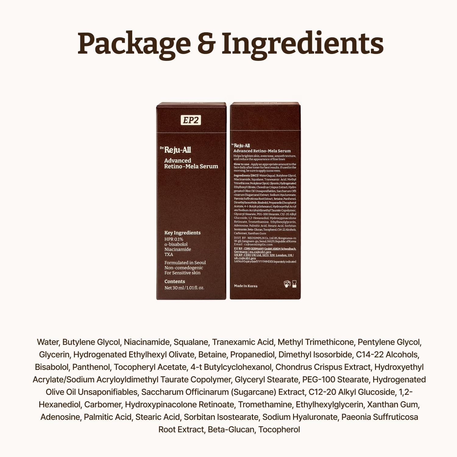 Dr. Reju-All Advanced Retino-Mela Serum – HPR Retinol Serum for Face – Anti-Aging, Pore Minimizer, Next-Gen Korean Skincare – Gentle & Beginner-Friendly – With Niacinamide 10% and TXA 4% – 30ml 🍁 All In One Marketplace Canada