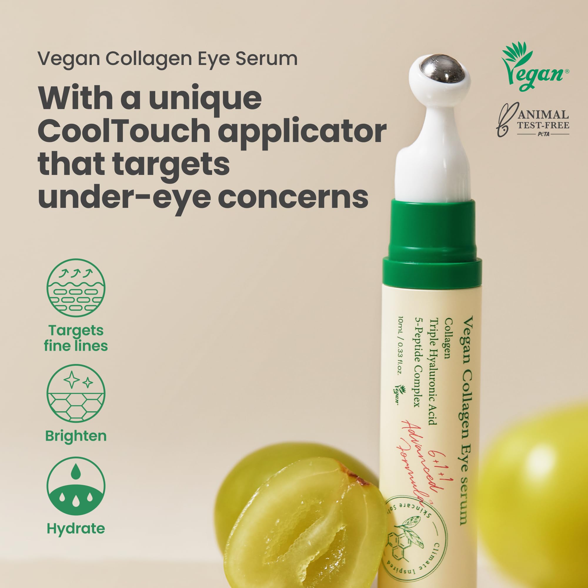 AXIS-Y Vegan Collagen Eye Serum with Triple Hyaluronic Acid & 5-Peptide Complex | Wrinkle Care, Fine Line Reduction, Brightening | Vegan & Cruelty-Free Korean Skin Care | 10ml 🍁 All In One Marketplace Canada