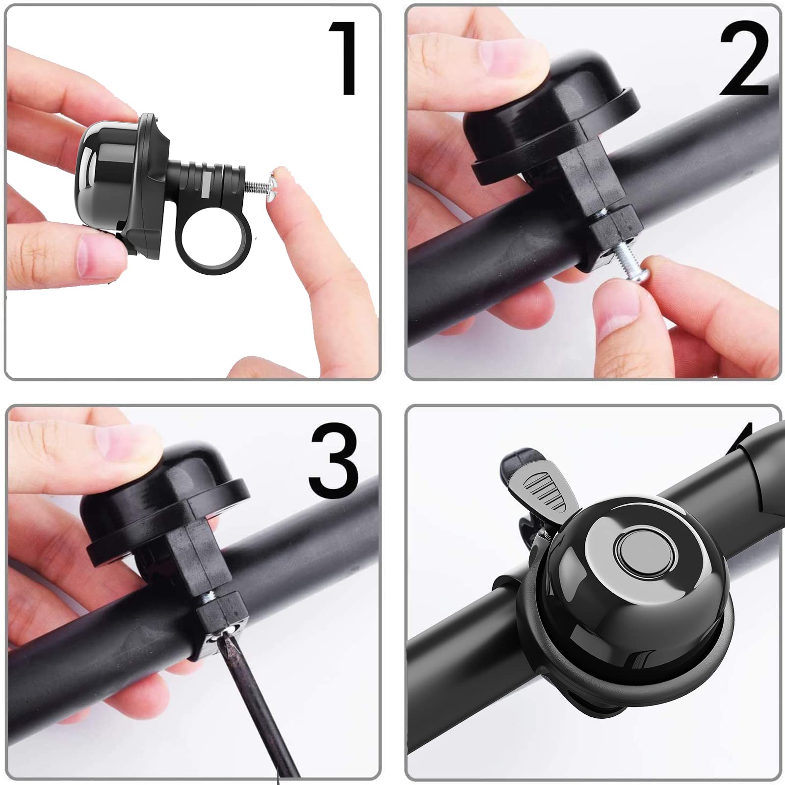 2 Pack Classic Bike Bell, Bicycle Bell | Loud Crisp Clear Sound for City Commuting & Mountain Bikes, BMX Bike, Sports Bike, Durable & Easy-Thumb Hit for Adults Kids, Right Hand/Left Hand Use - Black 🍁 All In One Marketplace Canada