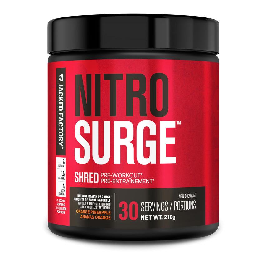 NITROSURGE Shred Thermogenic Pre Workout Supplement - Energy Booster, Instant Strength Gains, Sharp Focus, Powerful Pumps - Nitric Oxide Booster & PreWorkout Powder - 30Sv, Orange Pineapple 🍁 All In One Marketplace Canada