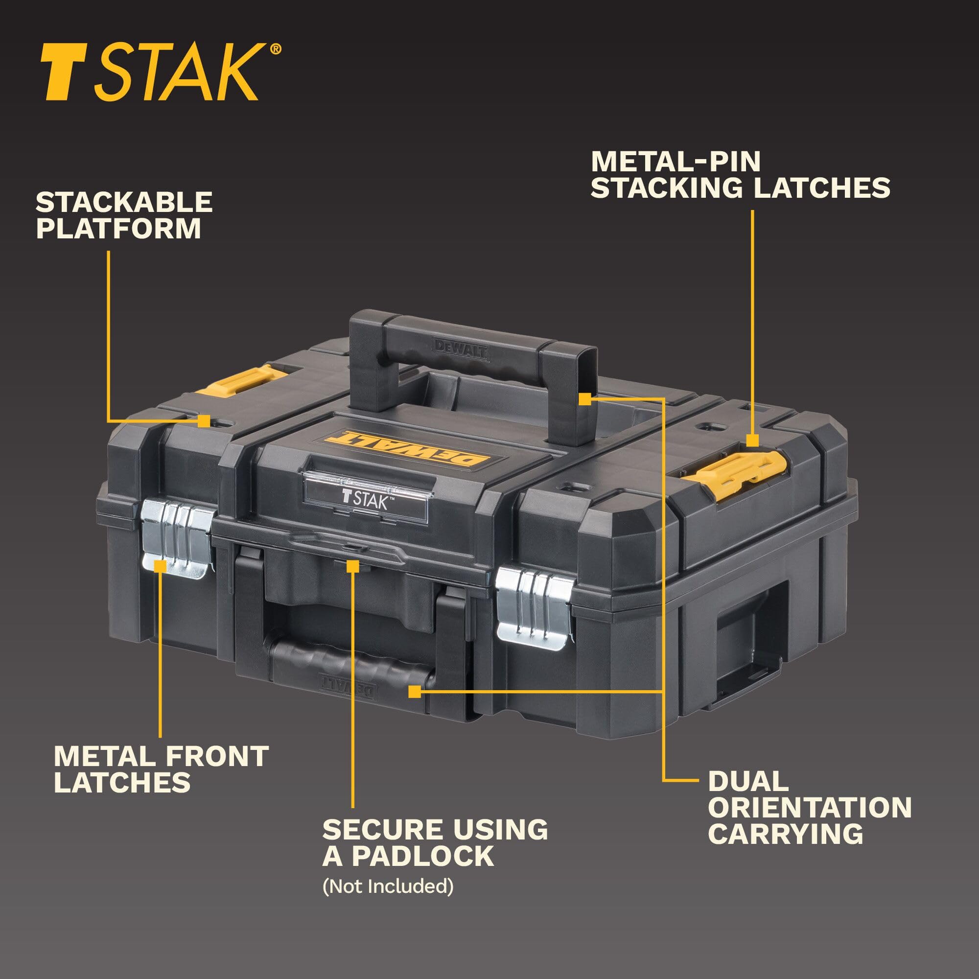 DEWALT Tool Box, TSTAK II, Flat Top (DWST17807) , Black 🍁 All In One Marketplace Canada