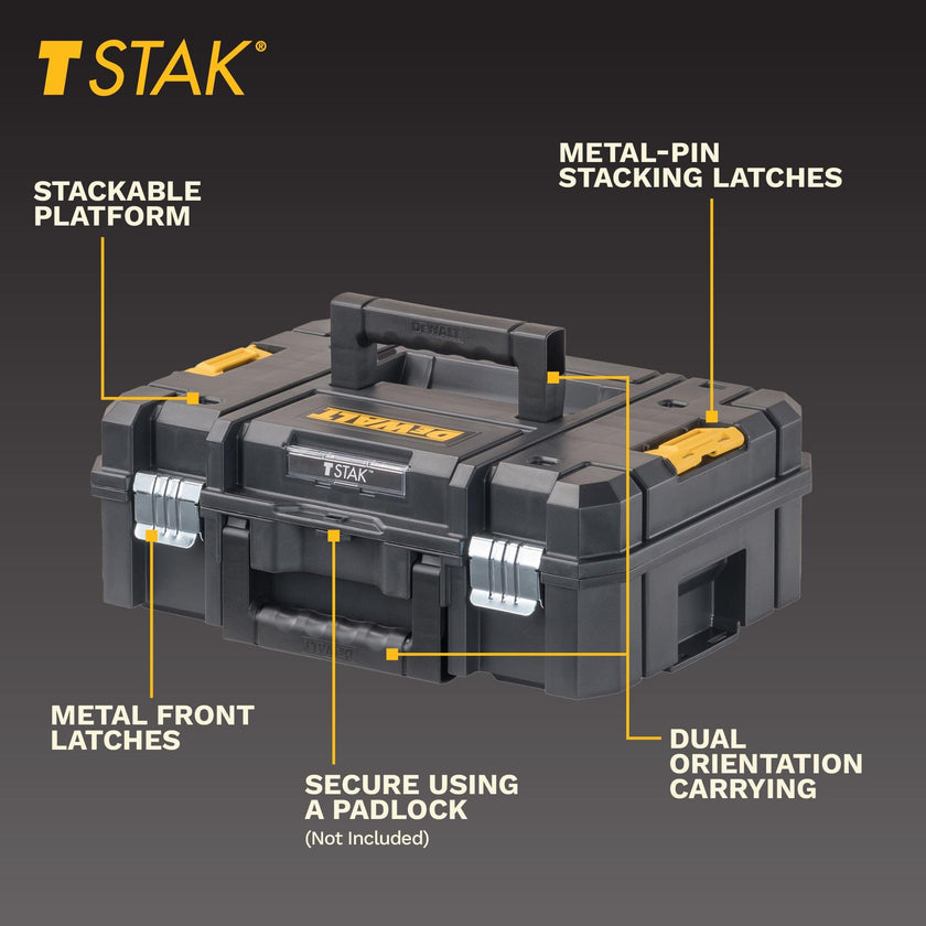 DEWALT Tool Box, TSTAK II, Flat Top (DWST17807) , Black 🍁 All In One Marketplace Canada