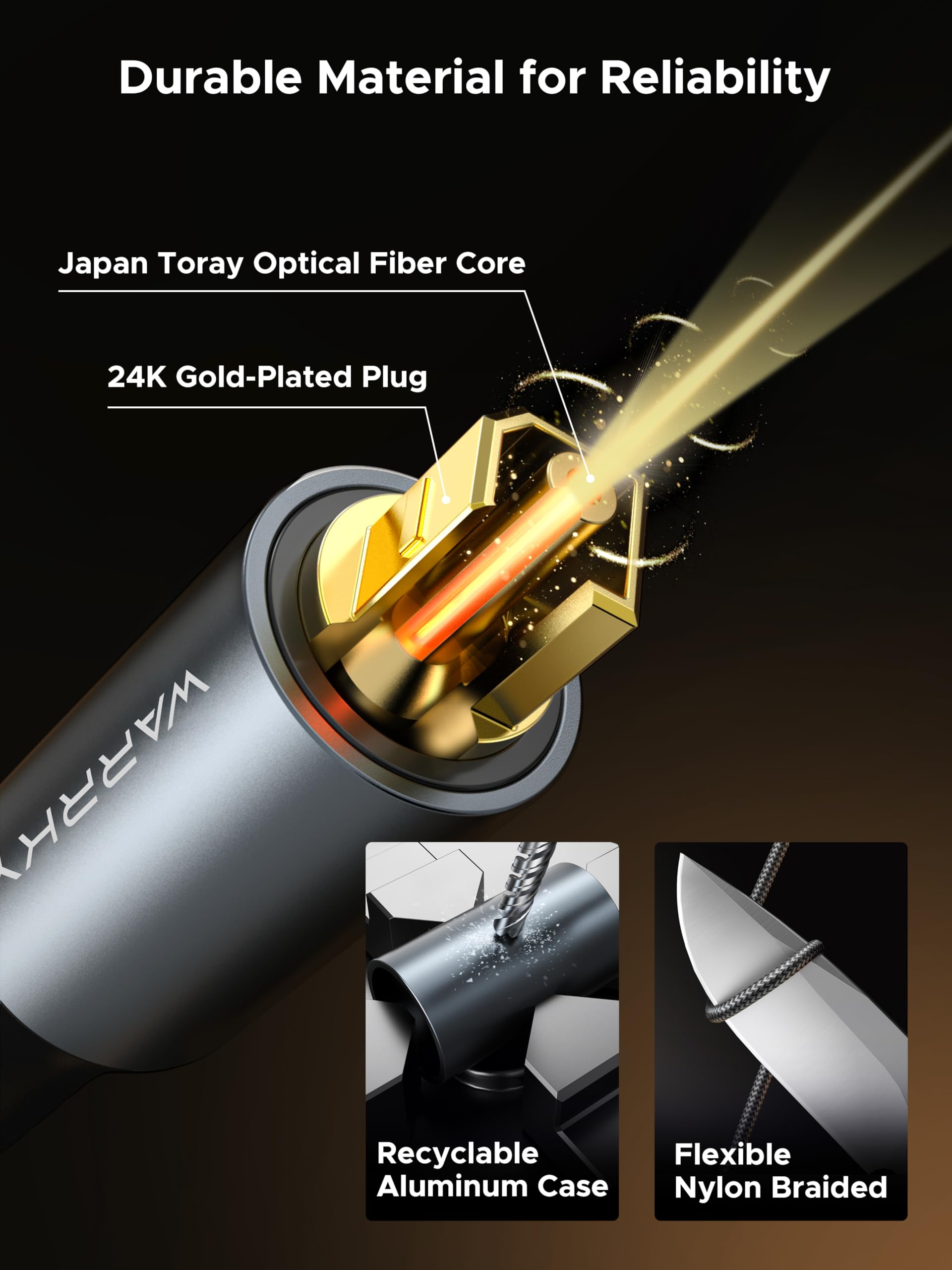 WARRKY Optical Audio Cable for Home Theater [Nylon Braided,Aluminium Case] 🍁 All In One Marketplace Canada